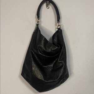 Vittoria Napoli Women Black Italian Made Leather Woven Hobo Bag
